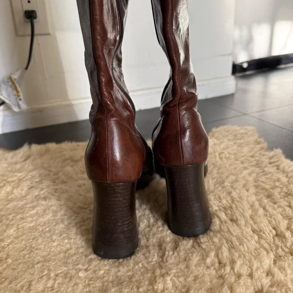 Miu Miu Dark Brown Heeled Boots - Picture 8 of 12